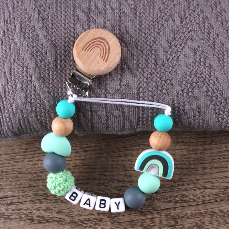 3pcs 3pcs Rainbow Beech Clip Pacifier Cadena Cadena Anti-Drop Clip